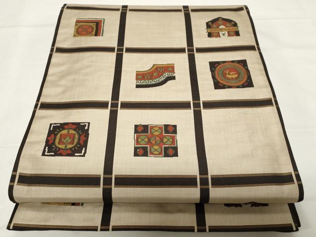 平和屋着物●名門木屋太　今河織物　六通柄袋帯　市松吉祥文　正絹　逸品　未使用　CAAZ6447dy