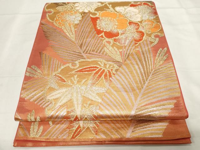 平和屋着物●西陣　川島織物　六通柄　本袋帯　雪輪草花文　金銀糸　正絹　逸品　CAAZ6460dy