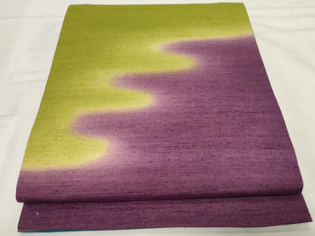 平和屋着物●菅原工房　菅原結作　漢方染紬　両方向　両面　太鼓柄袋帯　紬地　立波文　正絹　逸品　未使用　CAAZ6469dy