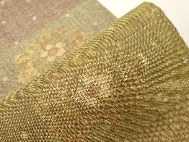 平和屋着物○西陣図案家 徳田義三 六通柄袋帯 紬地