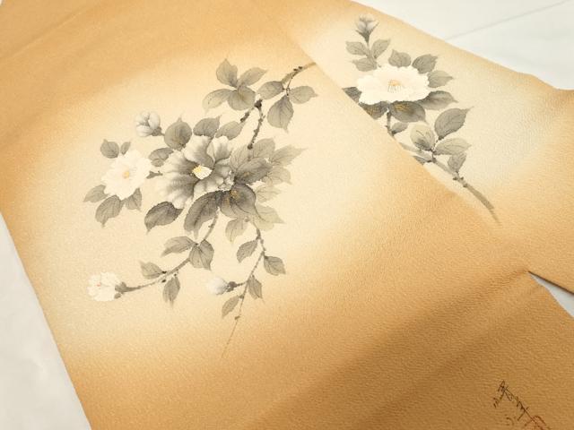 平和屋着物●内山晴祥　手描き　九寸名古屋帯　草花文　金彩　正絹　逸品　未使用　CAAZ6487dy 平和屋着物○内山晴祥 手描き 九寸名古屋帯 草花文 金彩 正絹