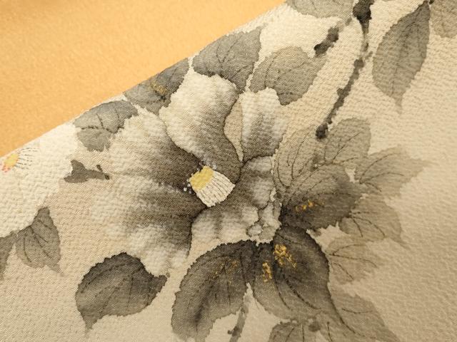 平和屋着物○内山晴祥 手描き 九寸名古屋帯 草花文 金彩 正絹