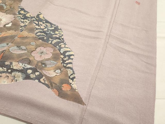 平和屋着物○訪問着 作家物 辻が花 手描き 絞り 鬼しぼ縮緬 正絹 逸品