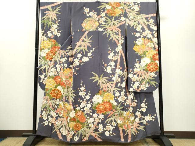 平和屋着物●豪華振袖　駒刺繍　草花丸文　金彩　正絹　逸品　CAAZ6923ze