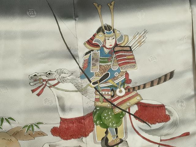 平和屋着物[]七五三　男の子　祝着・羽織セット　手描き　戦　藍海松茶色　暈し染め　金彩　逸品　CAAZ7015ze_7