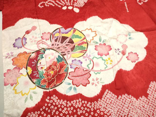 平和屋着物[]七五三　女の子　７歳　祝着　四つ身　長襦袢セット　鼓舞蝶草花文　金彩　逸品　CAAZ7023ze_2