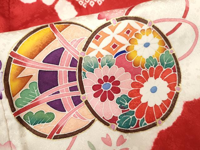 平和屋着物[]七五三　女の子　７歳　祝着　四つ身　長襦袢セット　鼓舞蝶草花文　金彩　逸品　CAAZ7023ze_5