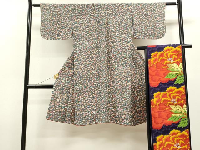 平和屋着物[]七五三 女の子 ７歳 祝着 四つ身 袋帯セット 花尽くし