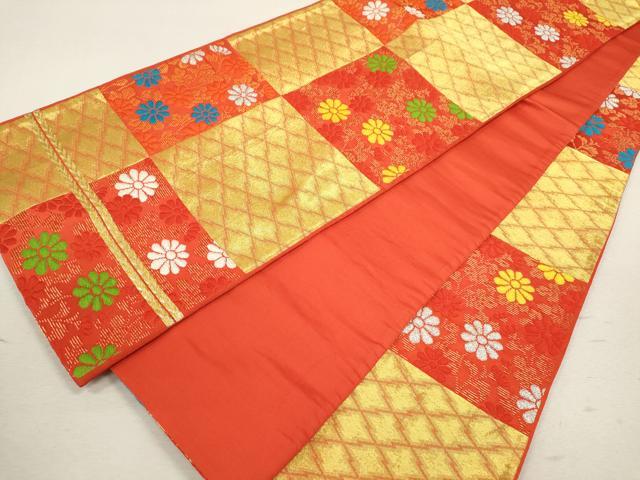 平和屋着物[]七五三　女の子　７歳　祝着　四つ身　袋帯セット　駒刺繍　群鶴草花文　金彩　逸品　CAAZ7086ze_6