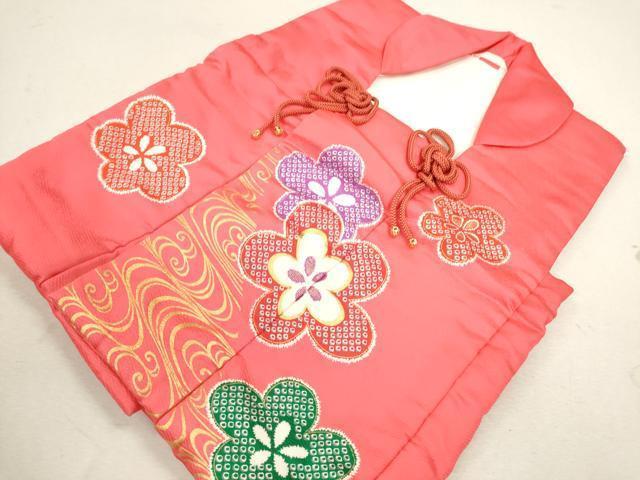 平和屋着物[]七五三　女の子　３歳　被布　流水舞梅文　金彩　逸品　CAAZ7106ze