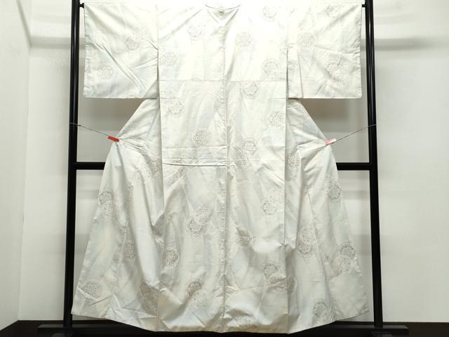 平和屋着物●本場大島紬　白大島　9マルキ　絵皿花文　正絹　逸品　CAAZ8005vf 平和屋着物○本場大島紬 白大島 9マルキ 絵皿花文 正絹 逸品