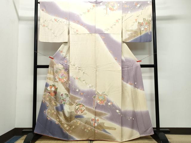 平和屋着物●訪問着　作家物　花蝶丸文　暈し染め　金彩　正絹　逸品　CAAZ8021vf