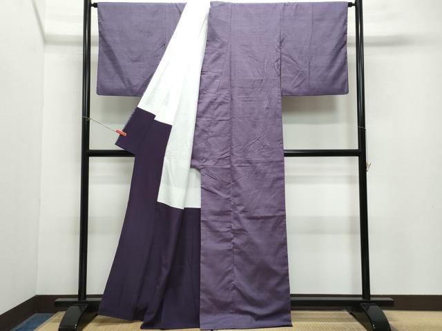 平和屋着物○上質な紬 色無地 滅紫色 正絹 逸品 CAAZ8094vf 紬