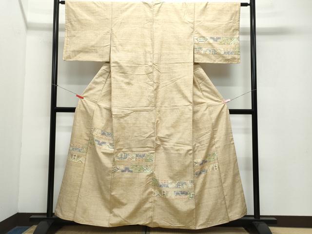 平和屋着物●訪問着　小千谷紬　吉祥花文　正絹　逸品　CAAZ8211vf