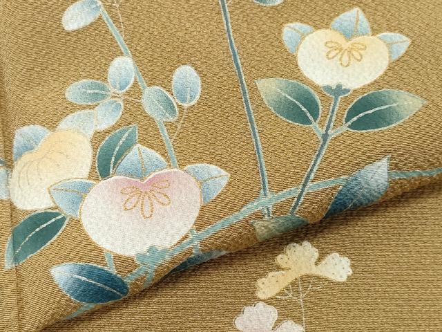 平和屋着物○訪問着 枝花文 金彩 鬼しぼ縮緬 正絹 逸品 CAAZ8219vf