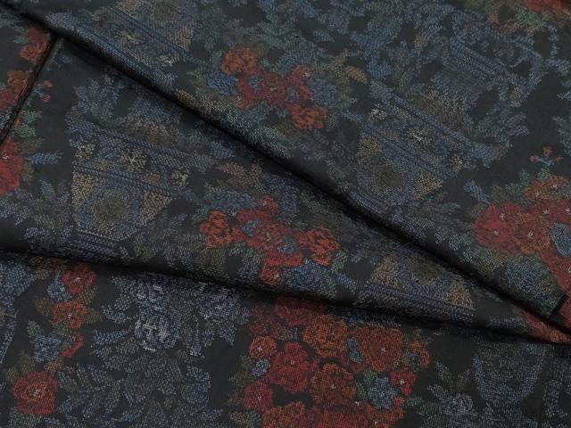 平和屋着物●本場大島紬　9マルキ　陶器草花文　正絹　逸品　未使用　CAAZ8241vf