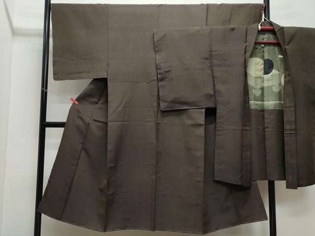 平和屋着物●男性　紬　アンサンブル　赤墨色　正絹　逸品　未使用　CAAZ8252vf