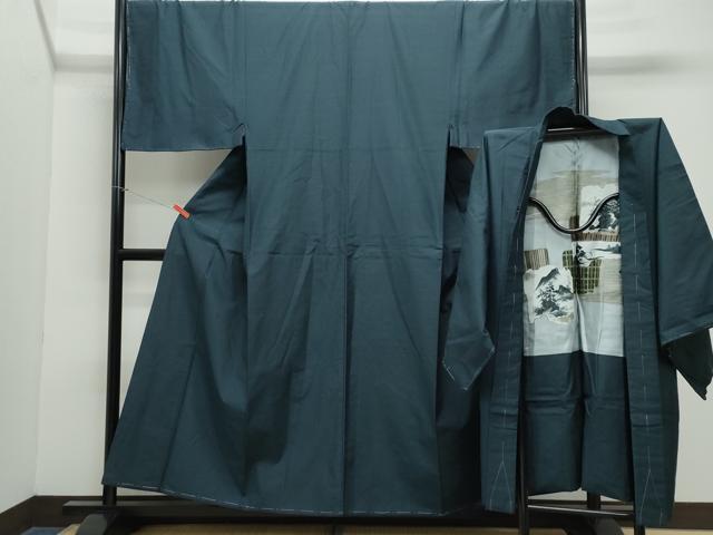 平和屋着物●男性　紬　アンサンブル　百入茶色　正絹　逸品　未使用　CAAZ8253vf