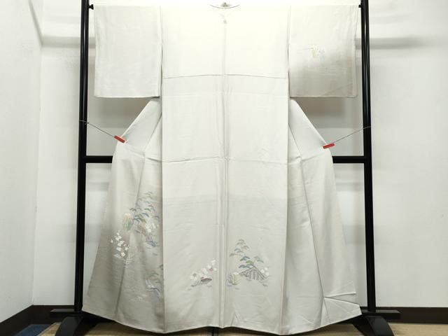 平和屋着物●訪問着　友禅　流水渡り橋草花文　暈し染め　正絹　逸品　CAAZ8286vf