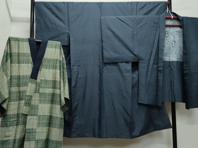 平和屋着物●男性　本場大島紬　アンサンブル・長襦袢セット　100亀甲　総詰め　正絹　逸品　CAAZ8291vf