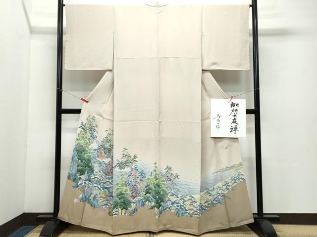 平和屋着物●本加賀友禅作家　染元千紅代表　寺西一紘　色留袖　風景草木文　色紙付き　正絹　逸品　CAAZ8307vf