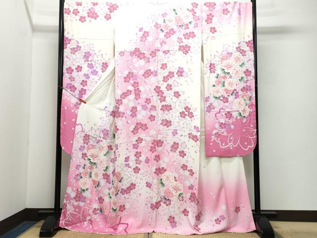 平和屋着物●豪華振袖　舞花文　銀通し地　正絹　逸品　CAAZ8354vf