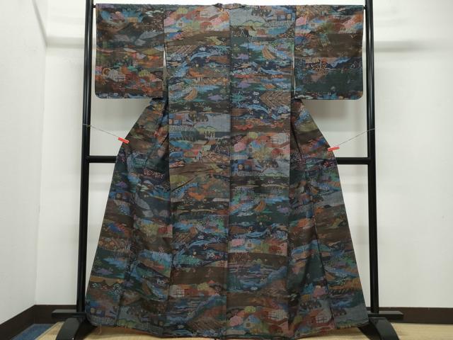 平和屋着物●小千谷紬　百柄　正絹　逸品　CAAZ8396vf