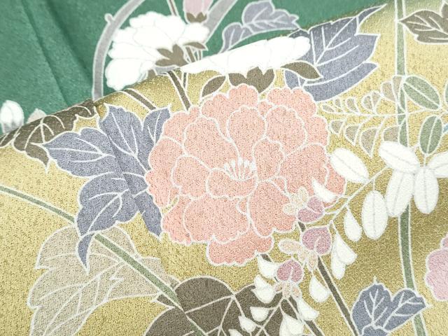 平和屋着物○訪問着 休み鳥 枝花文 暈し染め 正絹 逸品