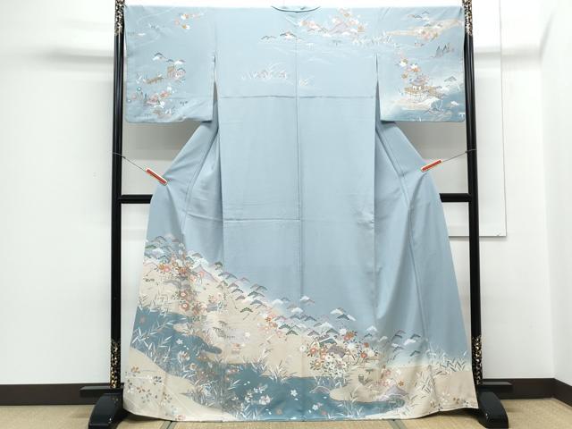 平和屋着物●訪問着　風景花鳥文　暈し染め　金彩　正絹　逸品　CAAZ8815th