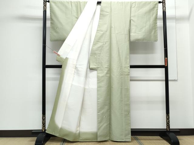 平和屋着物○上質なお召 南天文 反端付き 正絹 逸品 CAAZ8828th