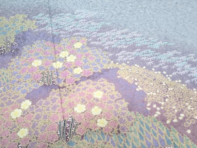 平和屋着物○訪問着 重ね絞り 樹林文 暈し染め 金通し地