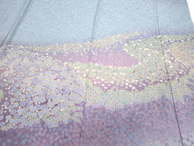平和屋着物○訪問着 重ね絞り 樹林文 暈し染め 金通し地