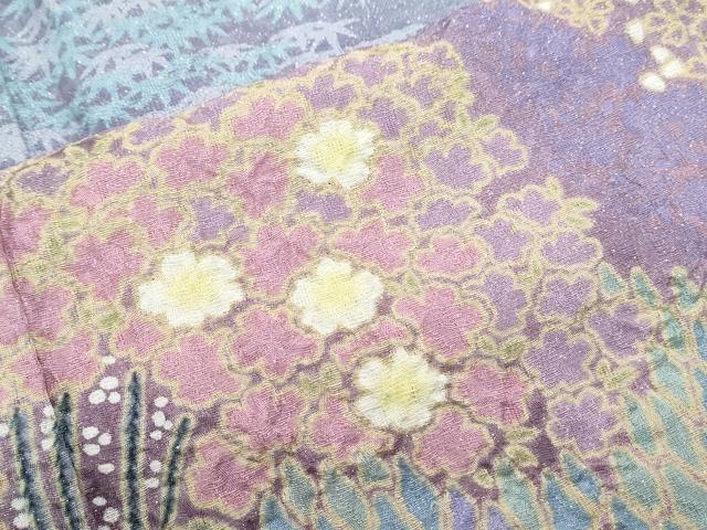 平和屋着物○訪問着 重ね絞り 樹林文 暈し染め 金通し地