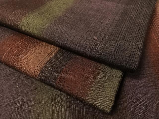 平和屋着物●珈琲染　紬　間道　正絹　逸品　CAAZ9978vp