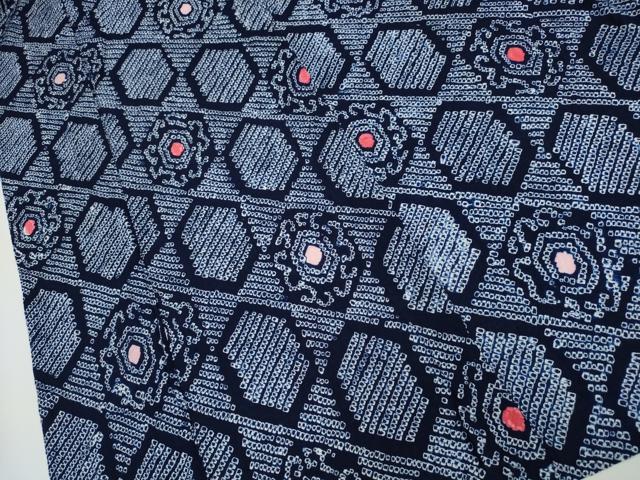 平和屋着物∴夏物 浴衣 有松鳴海絞り 亀甲花文 綿 逸品 CABA0430ng