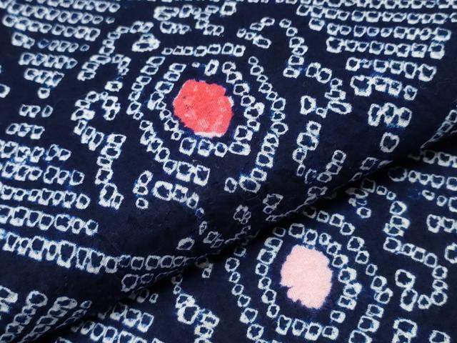 平和屋着物∴夏物 浴衣 有松鳴海絞り 亀甲花文 綿 逸品 CABA0430ng