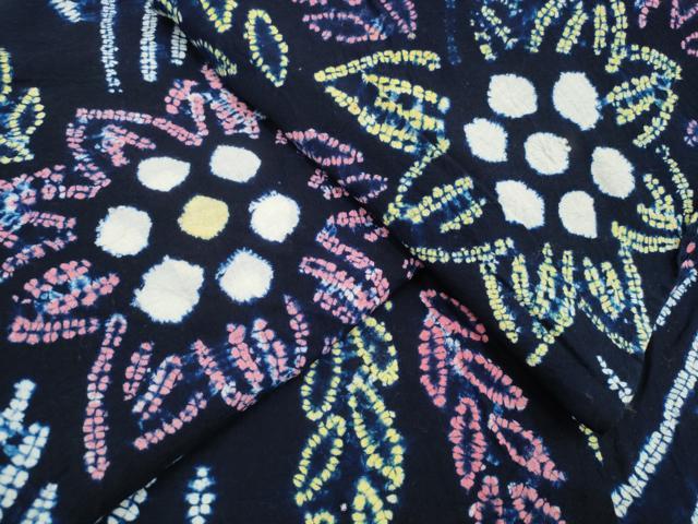 平和屋着物∴夏物　浴衣　有松鳴海絞り　枝垂れ柳花文　綿　逸品　CABA0438ng