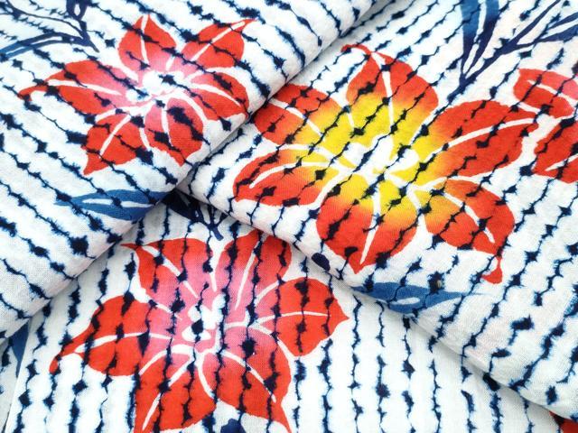 平和屋着物∴夏物　浴衣　有松鳴海絞り　百合　綿　逸品　CABA0439ng