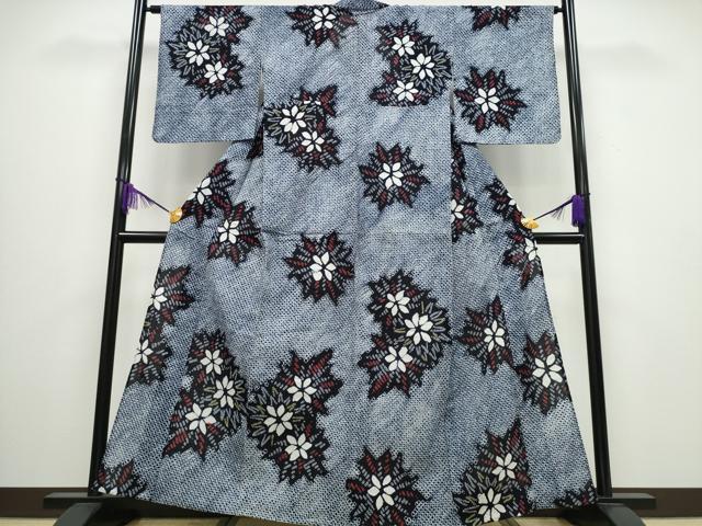 平和屋着物∴夏物　浴衣　有松鳴海絞り　舞花文　綿　逸品　CABA0445ng