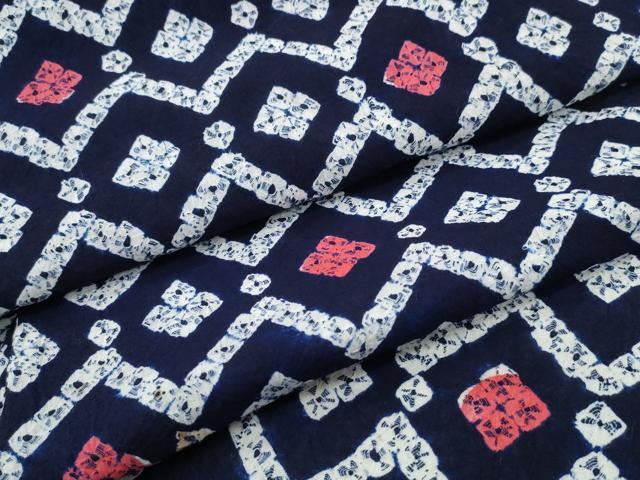 平和屋着物∴夏物　浴衣　有松鳴海絞り　花菱繋ぎ　綿　逸品　CABA0485ng