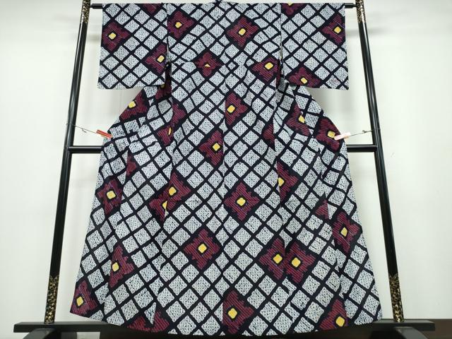 平和屋着物∴夏物　浴衣　有松鳴海絞り　花菱文　綿　逸品　CABA0497ng