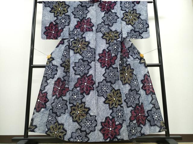 平和屋着物∴夏物　浴衣　有松鳴海絞り　舞花文　綿　逸品　未使用　CABA0607ng