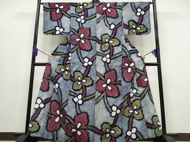 平和屋着物∴夏物　浴衣　有松鳴海絞り　吉祥花文　綿　逸品　CABA0621ng