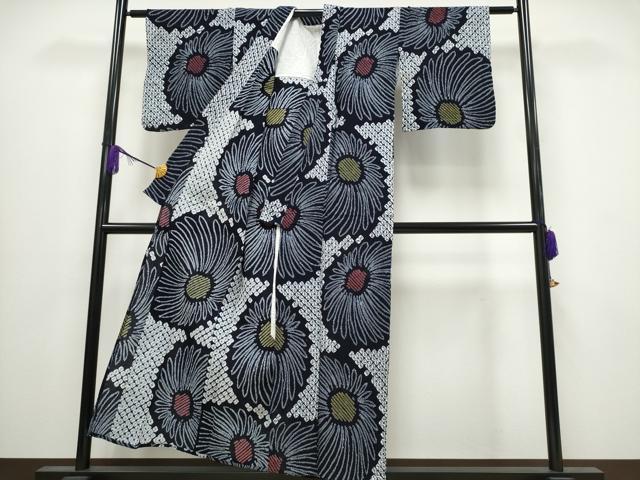 平和屋着物∴夏物　浴衣　有松鳴海絞り　菊文　綿　逸品　CABA0638ng_1