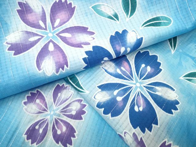 平和屋着物∴夏物　浴衣　綿紅梅　舞花文　ラメ糸　綿　逸品　CABA0655ng