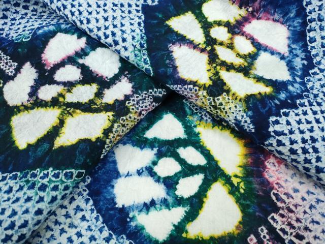 平和屋着物∴夏物　浴衣　有松鳴海絞り　薔薇　綿　逸品　未使用　CABA0682ng