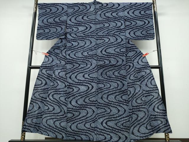 平和屋着物∴夏物　浴衣　有松鳴海絞り　流水文　綿　逸品　CABA0690ng