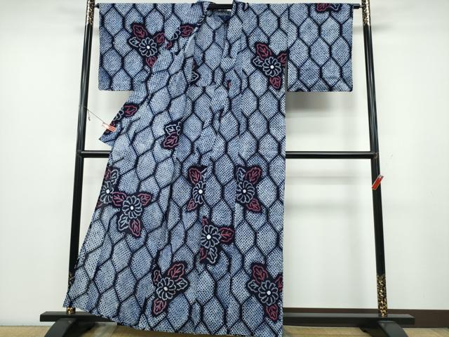 平和屋着物∴夏物　浴衣　有松鳴海絞り　舞花文　綿　逸品　未使用　CABA0607ng 平和屋着物∴夏物 浴衣 有松鳴海絞り 舞花文 綿 逸品 未使用 CABA0508ng