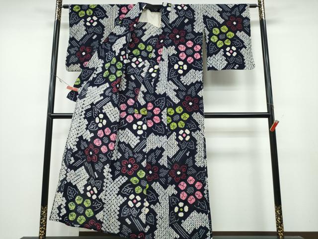 平和屋着物∴夏物　浴衣　有松鳴海絞り　舞花文　綿　逸品　CABA0730ng_2