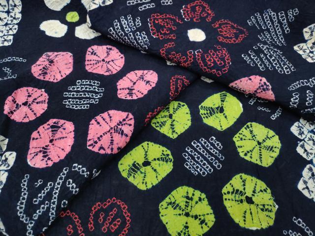 平和屋着物∴夏物　浴衣　有松鳴海絞り　舞花文　綿　逸品　CABA0730ng